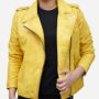 women's yellow leather jacket