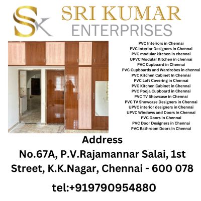 PVC modular kitchen in Chennai typically refers to a kitchen setup where the cabinets, shelves, and other components are made primarily of PVC (Polyvinyl Chloride) material. These kitchens are popular due to their durability, resistance to water, easy maintenance, and affordability compared to traditional wooden kitchens kindly visit our websites  https://www.srikumarenterprises.in/