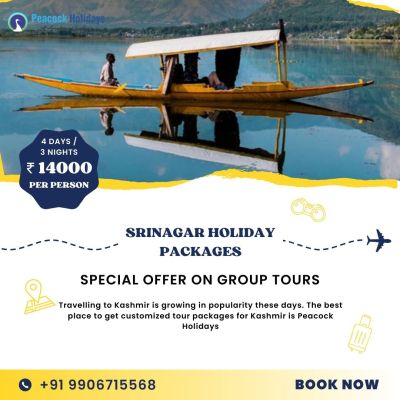 Explore the enchanting beauty of Srinagar with our exclusive tour packages from Peacock Holidays. Discover serene Dal Lake, stunning Mughal gardens, and charming local markets, all tailored to offer an unforgettable experience. Whether you're seeking adventure or relaxation, our customized itineraries ensure a memorable journey through Kashmir's breathtaking landscapes. Book with Peacock Holidays for a seamless and luxurious escape into the heart of Srinagar's magic. Experience paradise with us today! For more information visit the Website peacockholidays.in



Visit us:- https://www.peacockholidays.in/tour/srinagar-holiday-packages