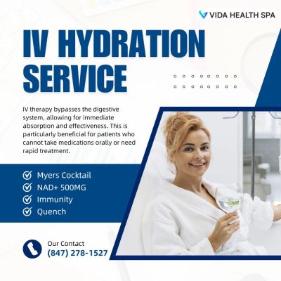 Discover local IV hydration services at Vida Health Spa in Bloomingdale. Our expert team offers personalized IV treatments to replenish your body and enhance your wellness. Whether you're looking for recovery after exercise or a health boost, we have you covered. Experience hydration therapy in a comfortable setting with skilled professionals who prioritize your needs. Book your appointment today and enjoy the revitalizing effects of IV hydration.


https://www.vidahealthspa.com/iv-treatments