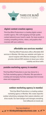 Third Eye Blind Productions is your top choice for a YouTube marketing agency in Mumbai. We specialize in creating and managing YouTube campaigns that increase views and engagement. Our team handles everything from video optimization to audience targeting. Let us help you grow your channel and reach your marketing goals. Contact Third Eye Blind Productions today to boost your YouTube presence and achieve success.

https://thirdeyeblindproductions.com/youtube-marketing-agency-mumbai/