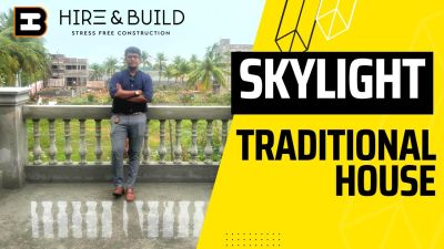 A Modern 2200sqft 3bhk duplex house with unique elevation &amp; skylight design |Project of Hireandbuild